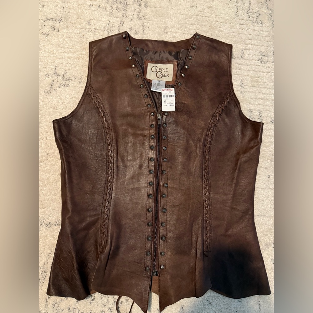 Brown Leather Vest by Circle S